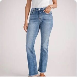 Risen Leah Mid Rise Fray Hem Bootcut Jeans